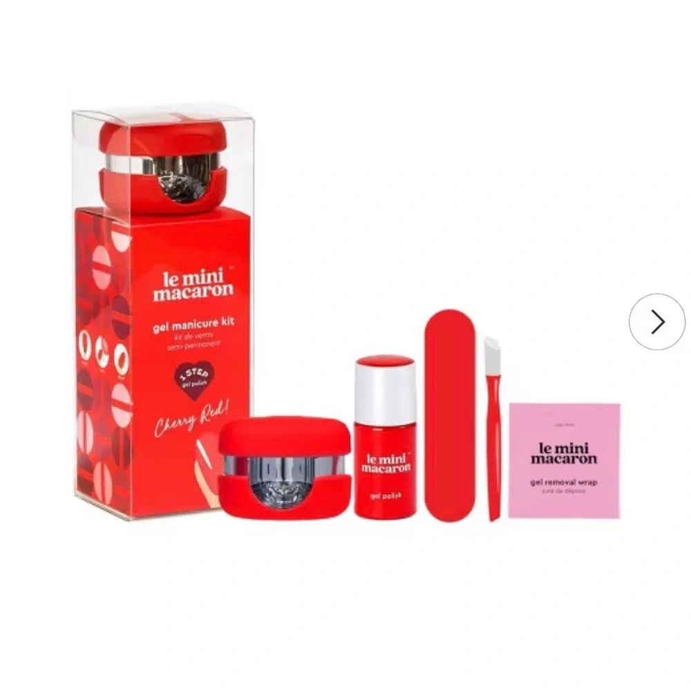 NEW Lot Le Mini Macaron gel manicure polish at home kit cherry red with UV light